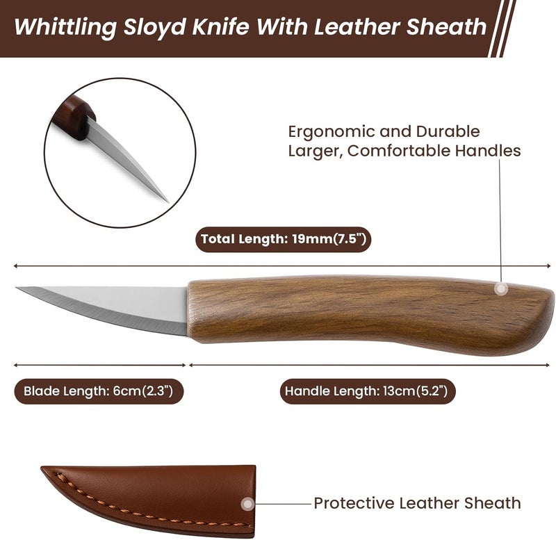 TEKCHIC Wood Carving Knife for Beginners - Whittling Knife with Leather Sheath for Adults, Professionals and Wood Carving Enthusiasts - Safety Woodworking Tools - Image 2
